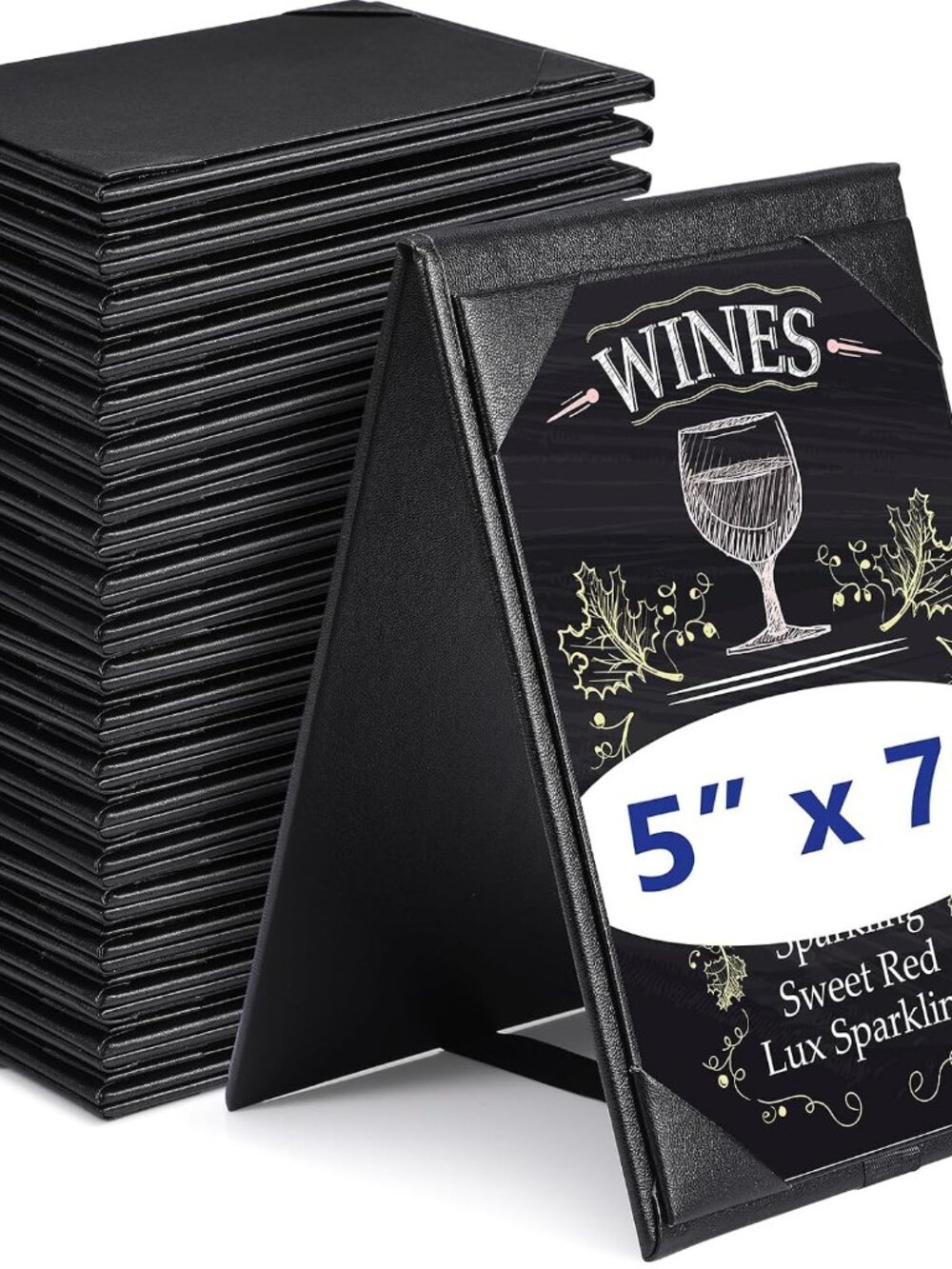 20 Pack Leather Table Tents Double Sided Menu Holders, 5 x 7 Inch